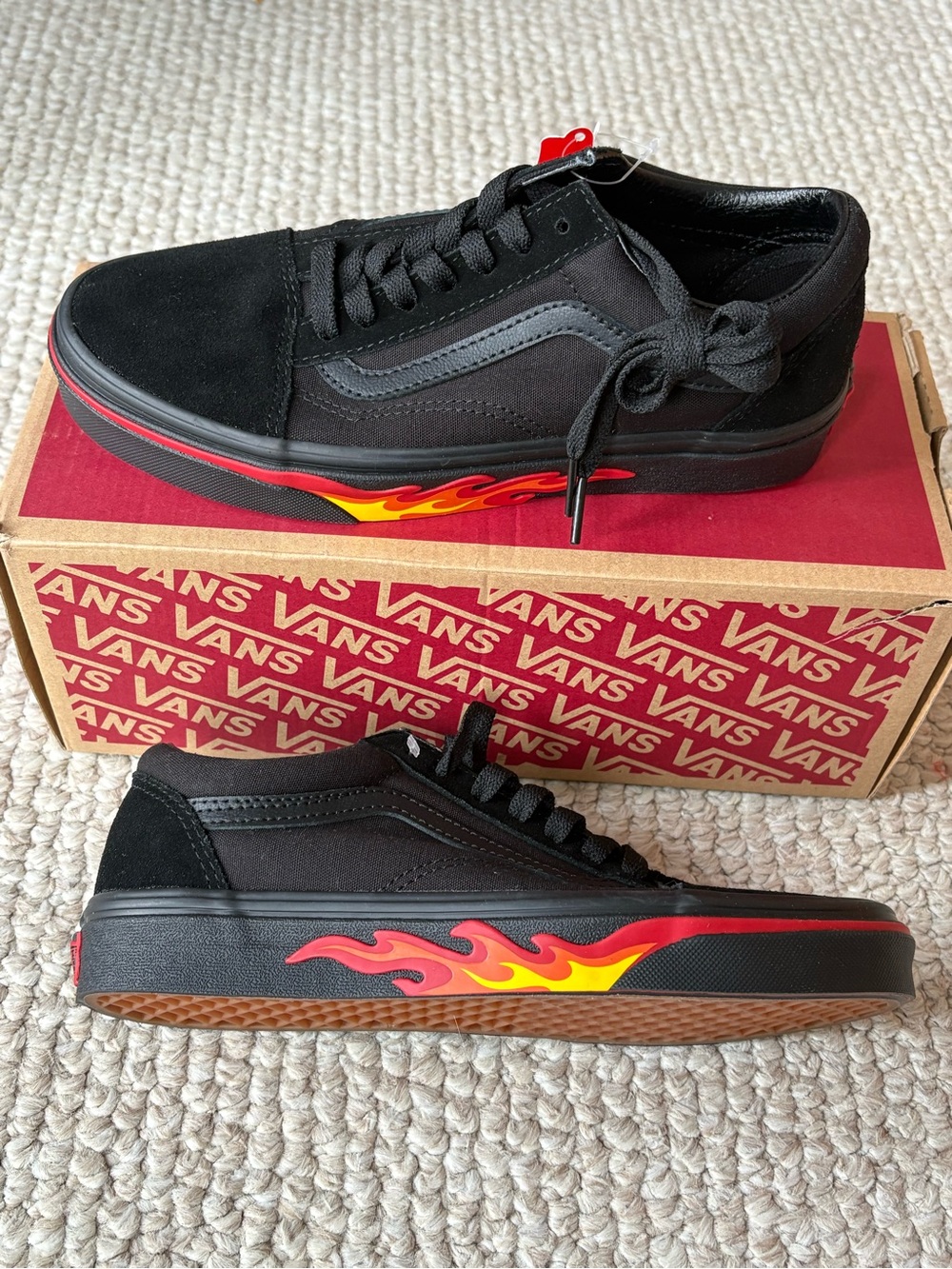 Vans Black Old Skool Flame Skate Shoes